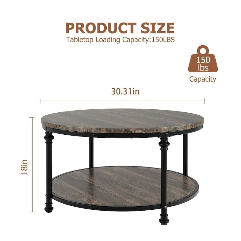 Runder Couchtisch 77 cm Industrieller Beistelltisch