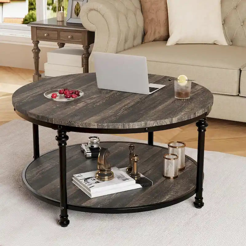 Runder Couchtisch 77 cm Industrieller Beistelltisch