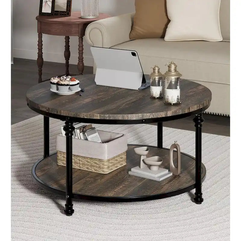 Runder Couchtisch 77 cm Industrieller Beistelltisch