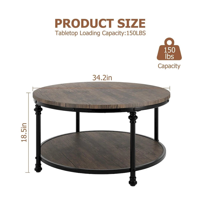 Runder Couchtisch 77 cm Industrieller Beistelltisch
