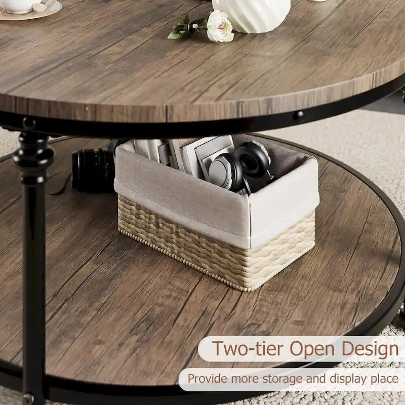 Runder Couchtisch 77 cm Industrieller Beistelltisch