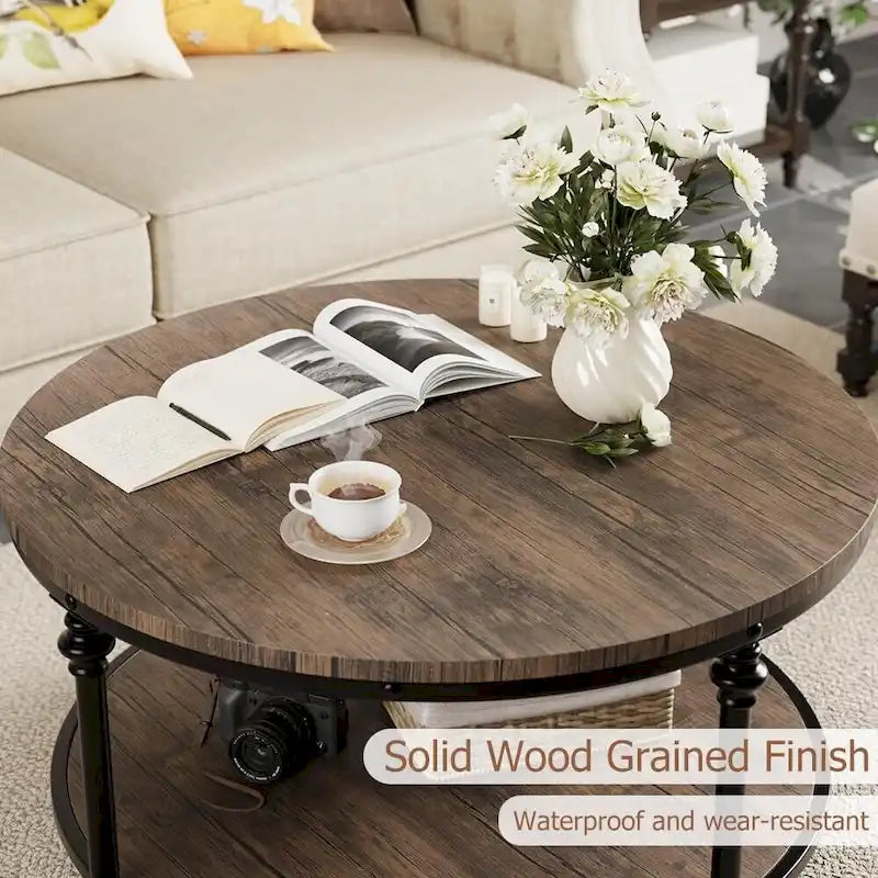 Runder Couchtisch 77 cm Industrieller Beistelltisch