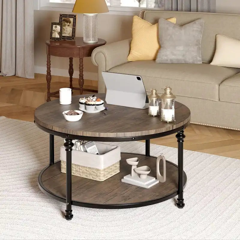Runder Couchtisch 77 cm Industrieller Beistelltisch