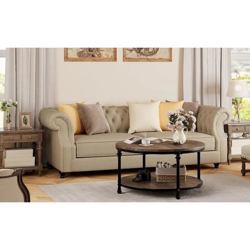 Runder Couchtisch 77 cm Industrieller Beistelltisch
