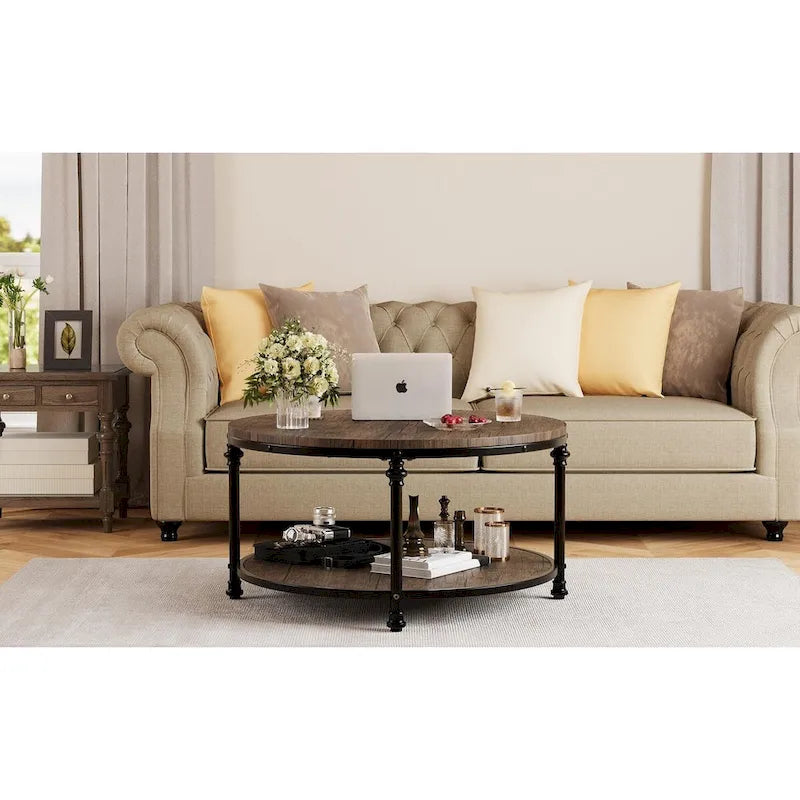 Runder Couchtisch 77 cm Industrieller Beistelltisch