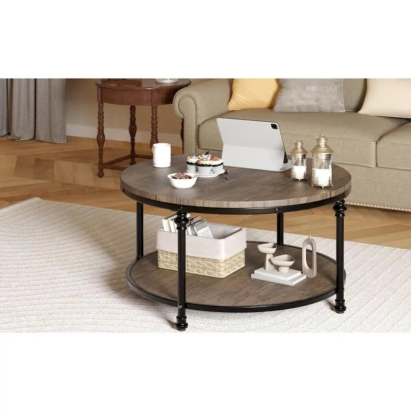 Runder Couchtisch 77 cm Industrieller Beistelltisch