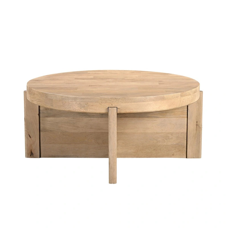 Milton Couchtisch aus massivem Holz, rund