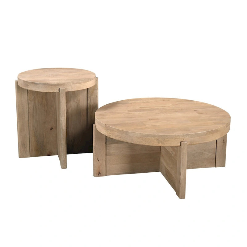 Milton Couchtisch aus massivem Holz, rund
