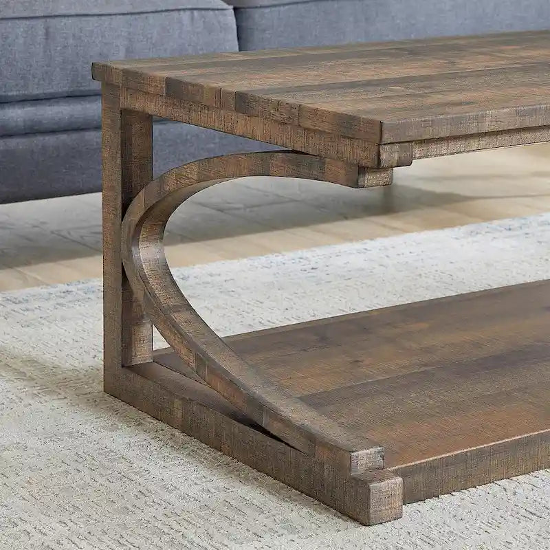 Einzigartiger Couchtisch aus Massivholz mit Ablagefach