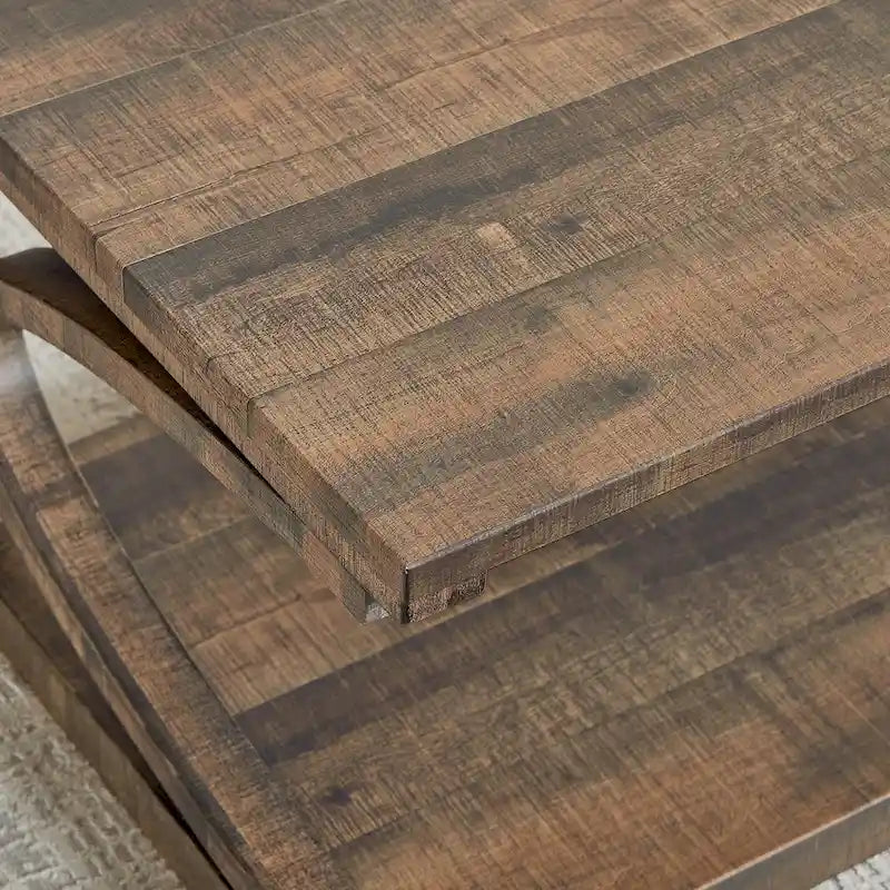 Einzigartiger Couchtisch aus Massivholz mit Ablagefach