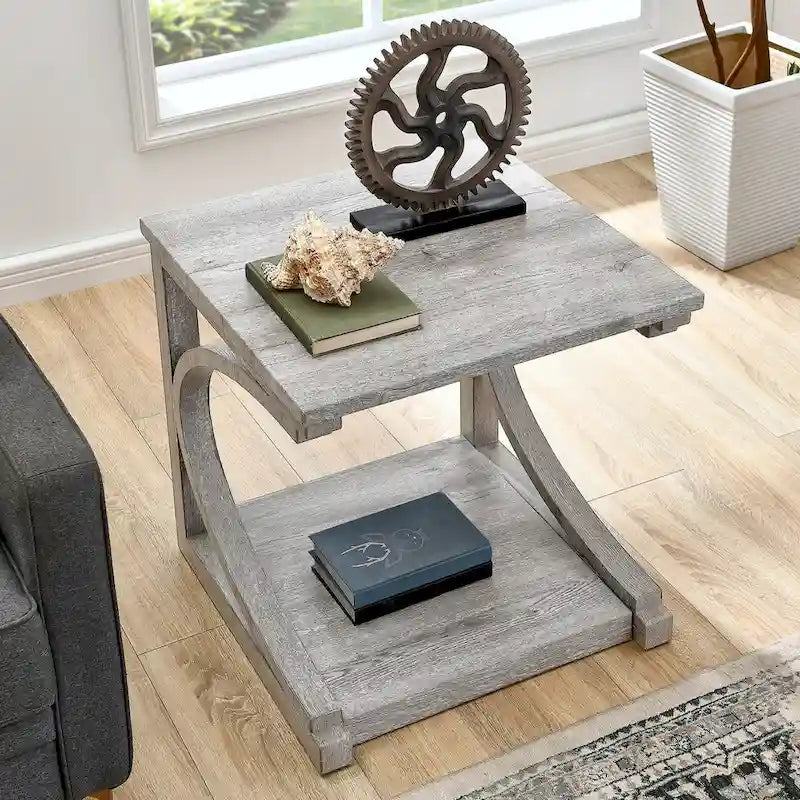 Einzigartiger Couchtisch aus Massivholz mit Ablagefach