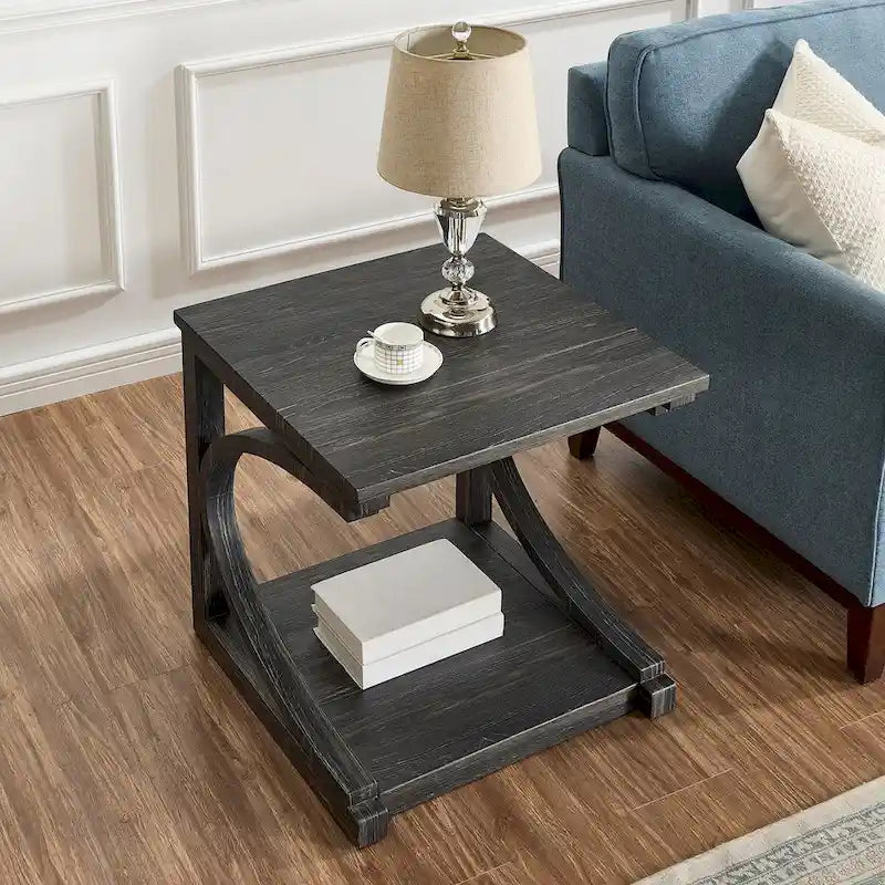 Einzigartiger Couchtisch aus Massivholz mit Ablagefach