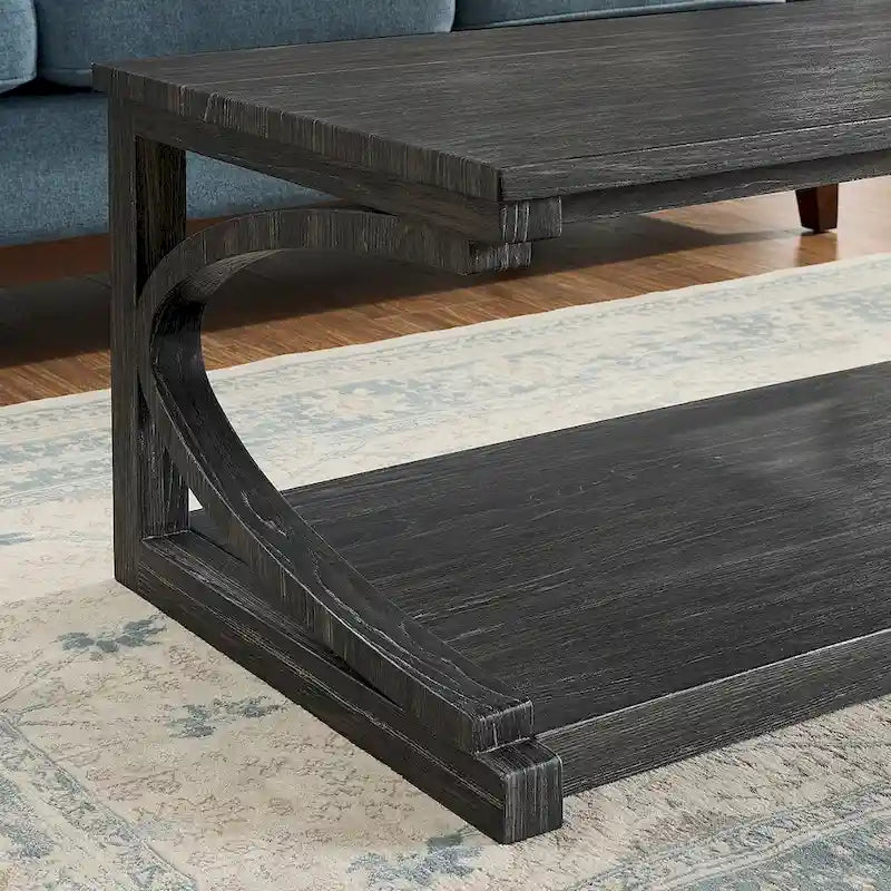 Einzigartiger Couchtisch aus Massivholz mit Ablagefach
