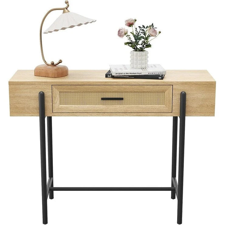 Konsolentisch, Sofatische Rattan-Flurtisch mit Aufbewahrungsschublade