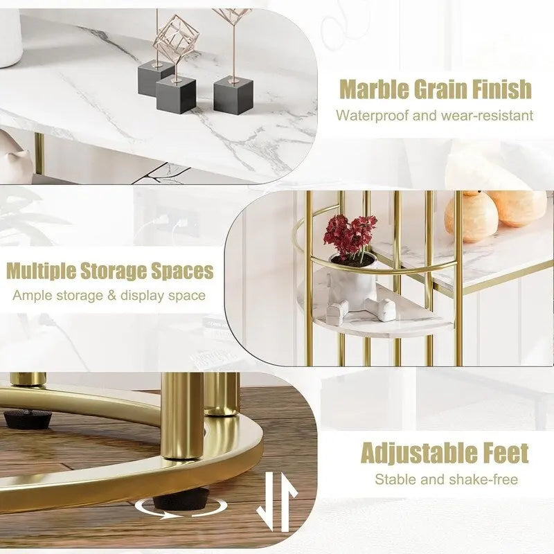 Konsolentisch Gold Sofa-Tische Schmaler Flurtisch mit Stauraum und Ablagen