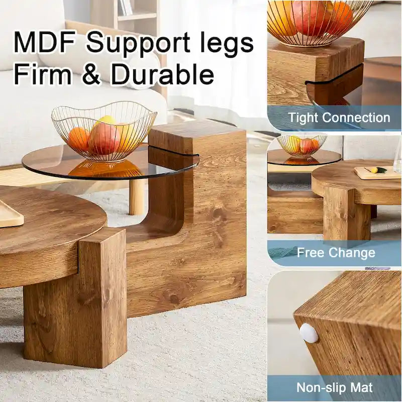 Der abnehmbare Doppelstock-Couchtisch, dessen abnehmbares Design die Raumnutzung flexibler gestalten kann