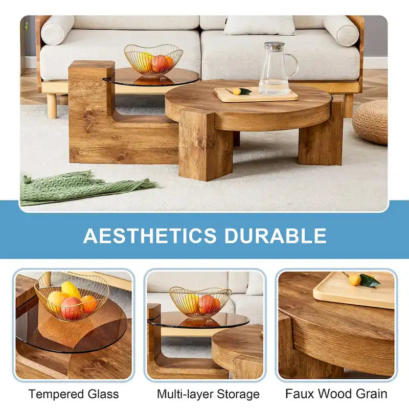 Der abnehmbare Doppelstock-Couchtisch, dessen abnehmbares Design die Raumnutzung flexibler gestalten kann