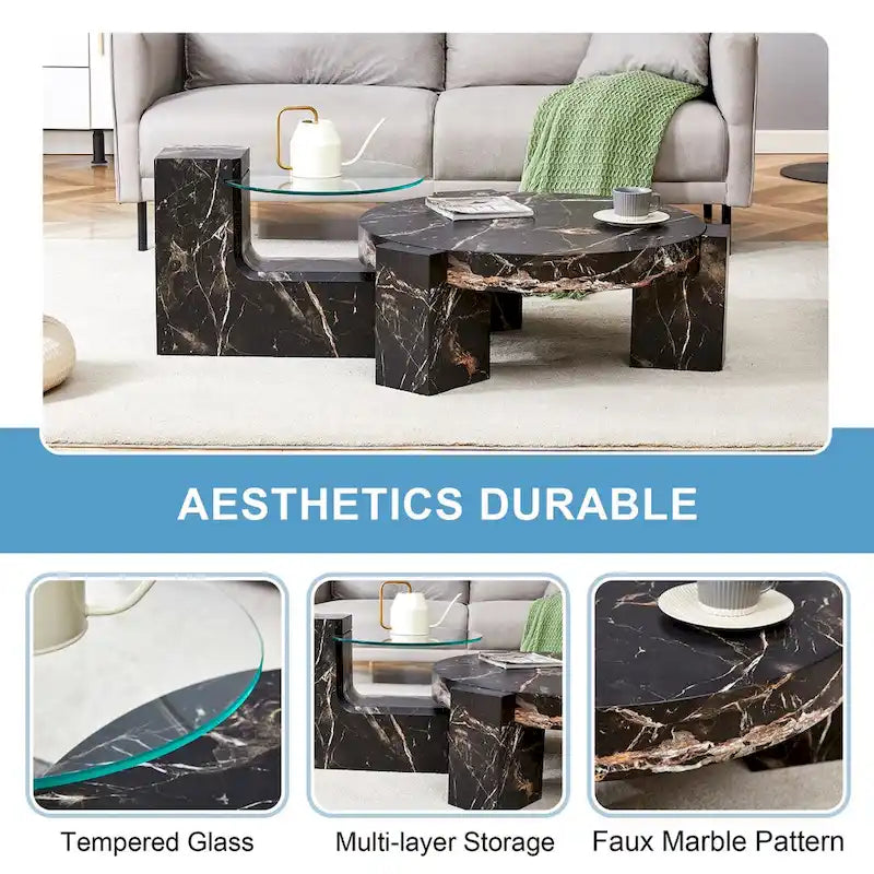Der abnehmbare Doppelstock-Couchtisch, dessen abnehmbares Design die Raumnutzung flexibler gestalten kann