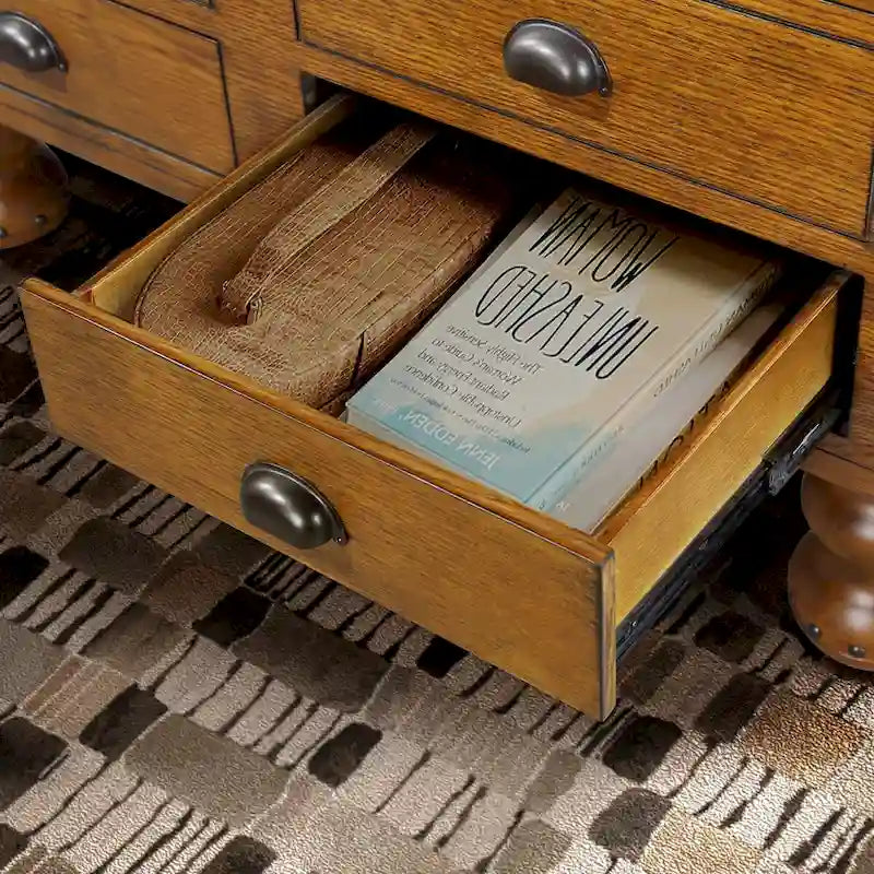 40 Massivholz-Rechteck-Couchtisch mit 4 Schubladen