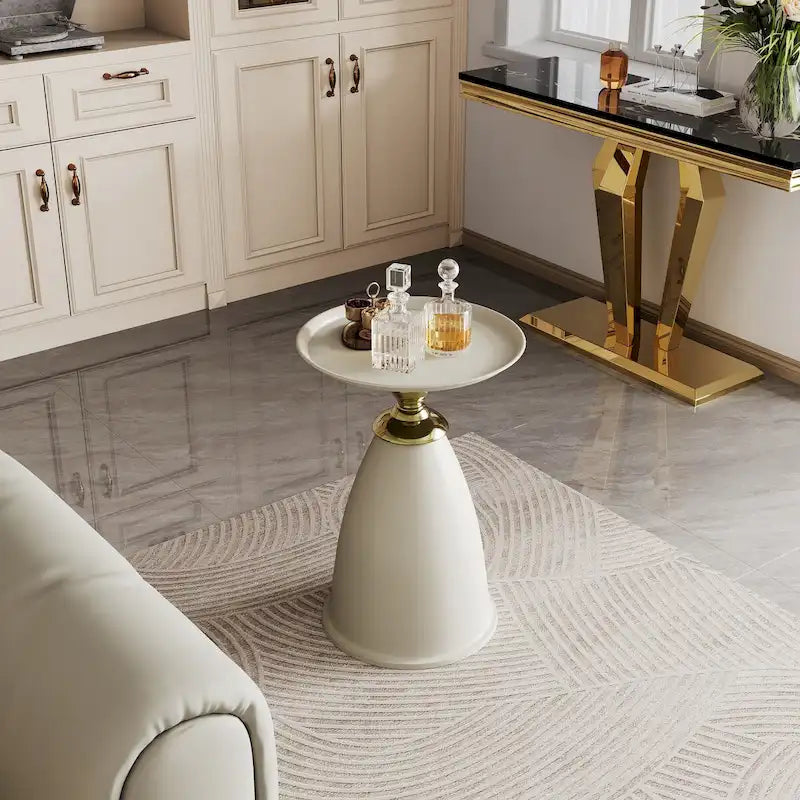 Runder Beistelltisch aus Eisen im Luxusdesign, minimalistischer runder Beistelltisch für kleine Räume