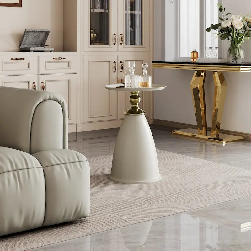 Runder Beistelltisch aus Eisen im Luxusdesign, minimalistischer runder Beistelltisch für kleine Räume