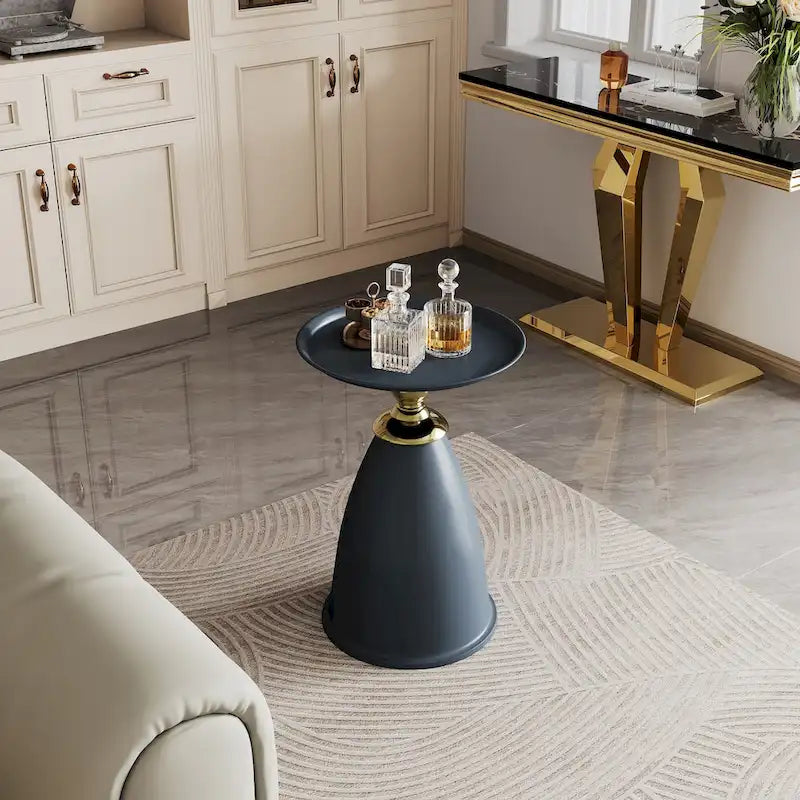 Runder Beistelltisch aus Eisen im Luxusdesign, minimalistischer runder Beistelltisch für kleine Räume