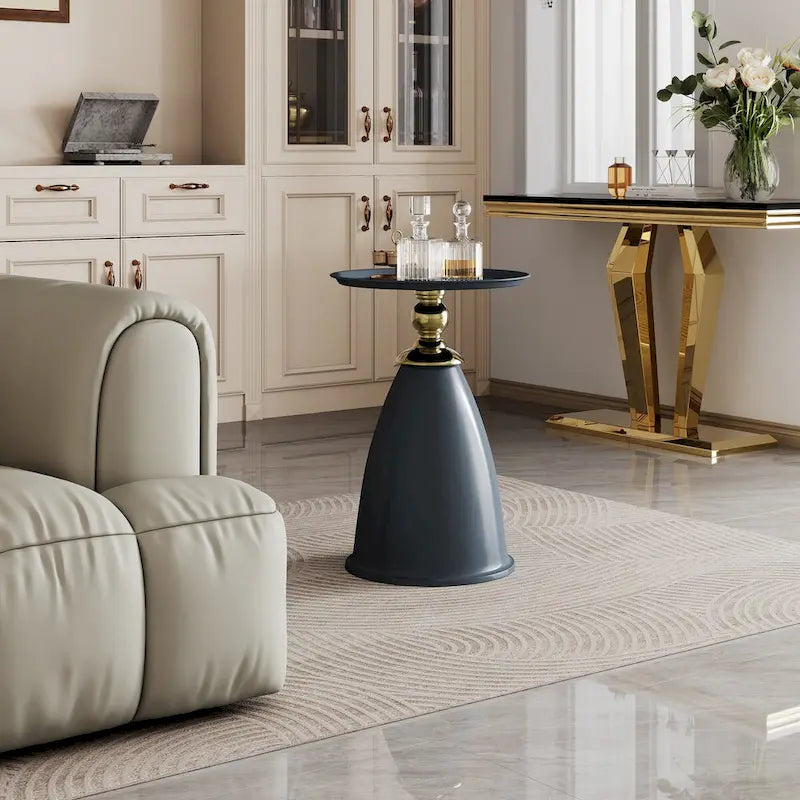 Runder Beistelltisch aus Eisen im Luxusdesign, minimalistischer runder Beistelltisch für kleine Räume