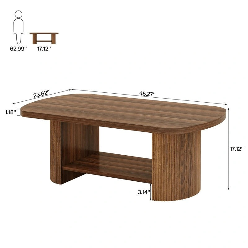 Rustikaler Couchtisch aus Holz mit Ablagefächern