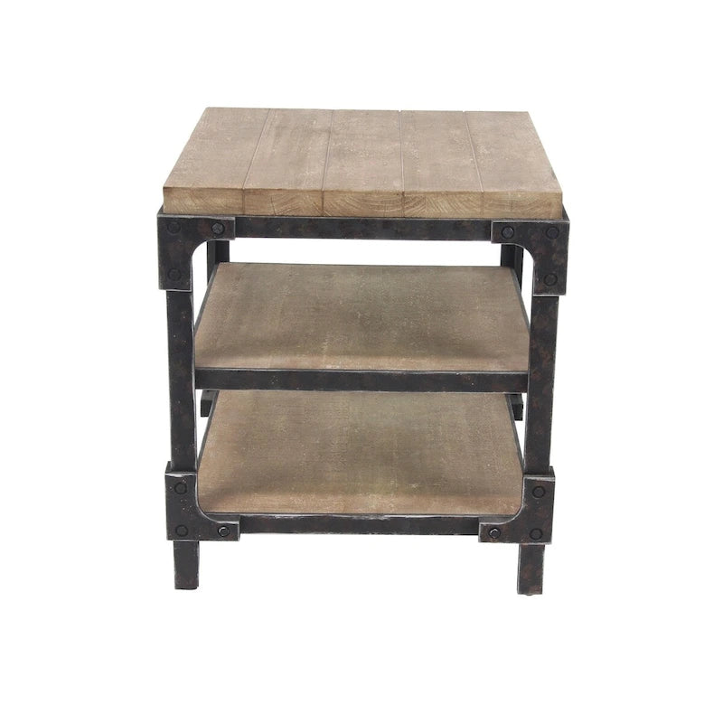 Beistelltisch aus Holz mit 2 Ablagen – Braun – Roche River Decor