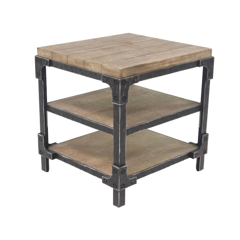 Beistelltisch aus Holz mit 2 Ablagen – Braun – Roche River Decor