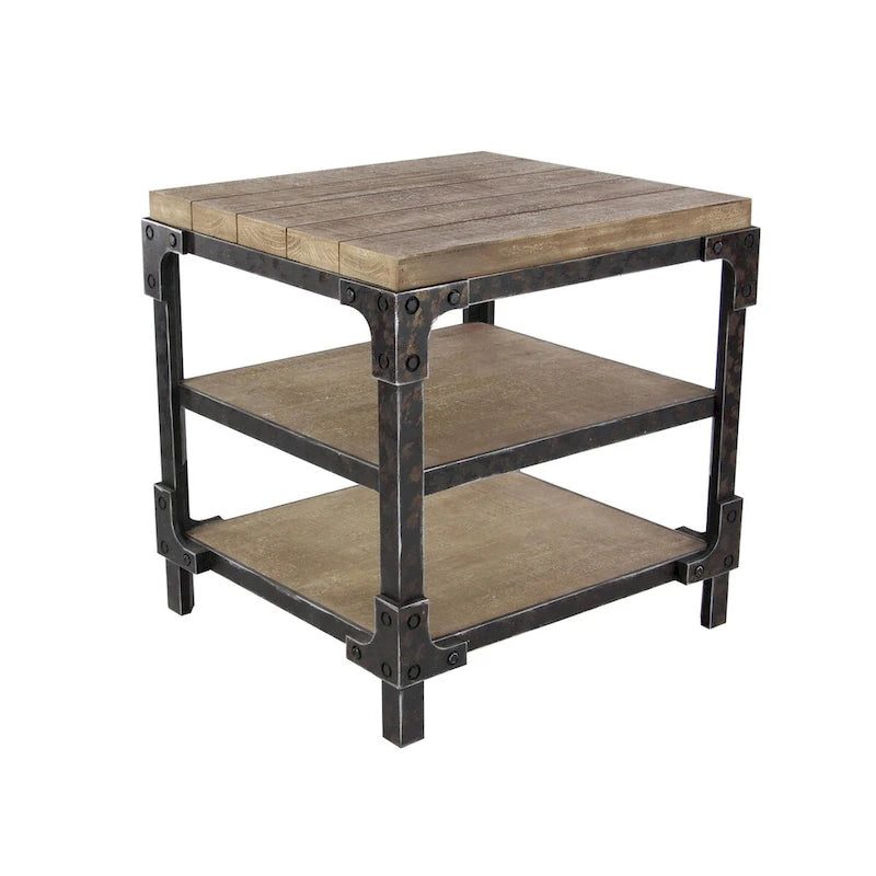 Beistelltisch aus Holz mit 2 Ablagen – Braun – Roche River Decor