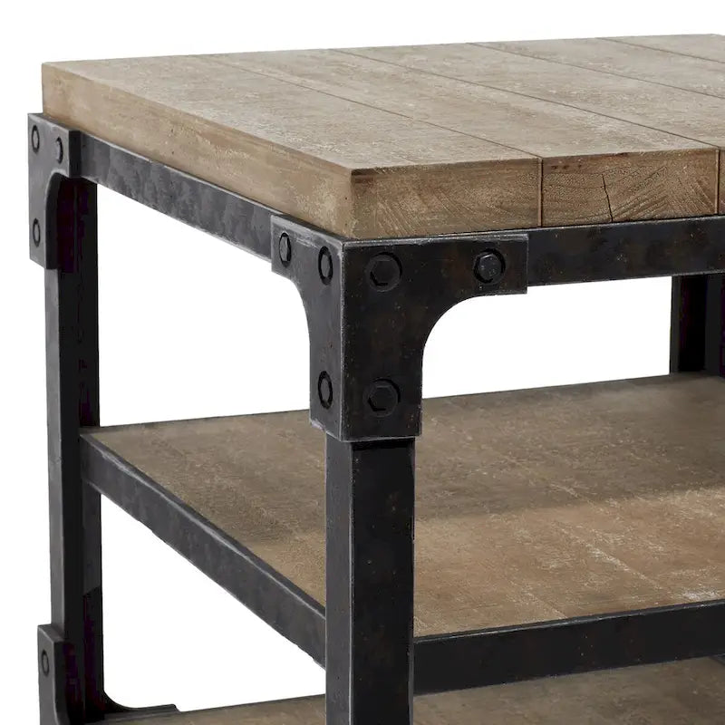 Beistelltisch aus Holz mit 2 Ablagen – Braun – Roche River Decor