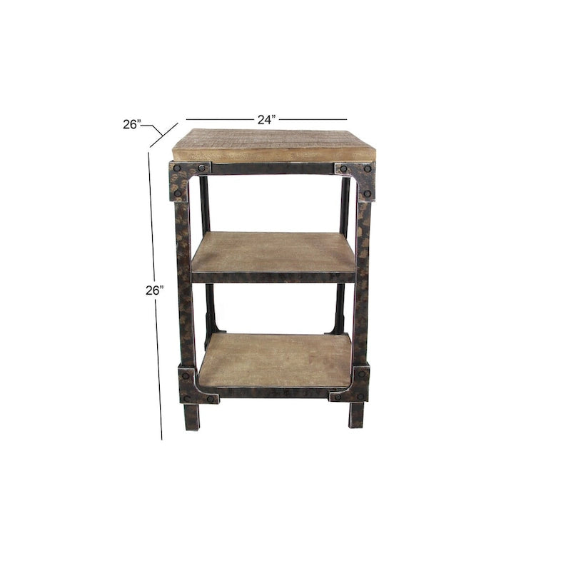 Beistelltisch aus Holz mit 2 Ablagen – Braun – Roche River Decor