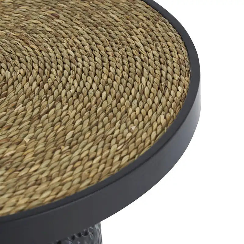 Metall Handgefertigter Beistelltisch/Akzenttisch mit Seil-Tischplatte – Schwarz – Roche River Decor