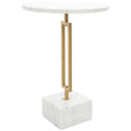 Marmor-Beistelltisch im geometrischen Design mit rechteckigem Goldmetallgestell – Weiß – Roche River Decor