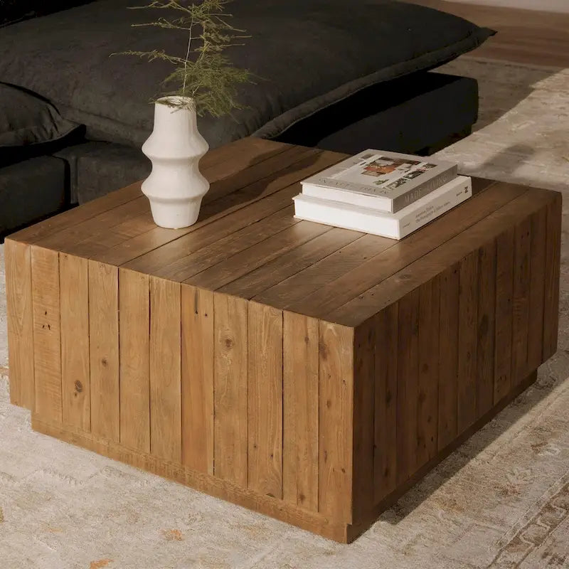 NADAAL STUDIOS Niall, quadratischer Couchtisch aus Holz, Braun - 80 x 80 x 40,6 cm