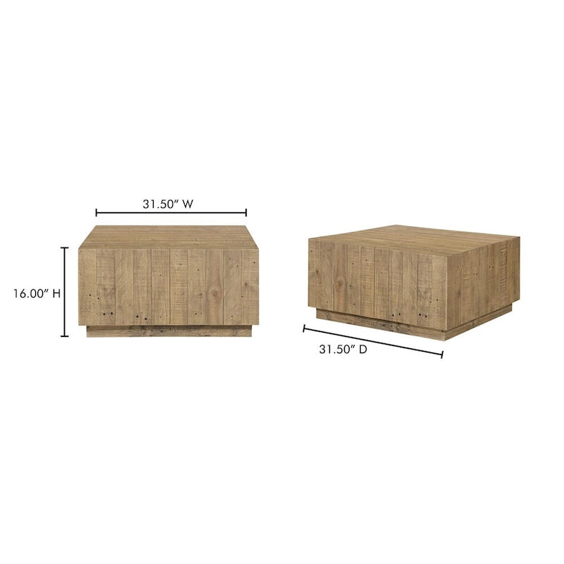 NADAAL STUDIOS Niall, quadratischer Couchtisch aus Holz, Braun - 80 x 80 x 40,6 cm