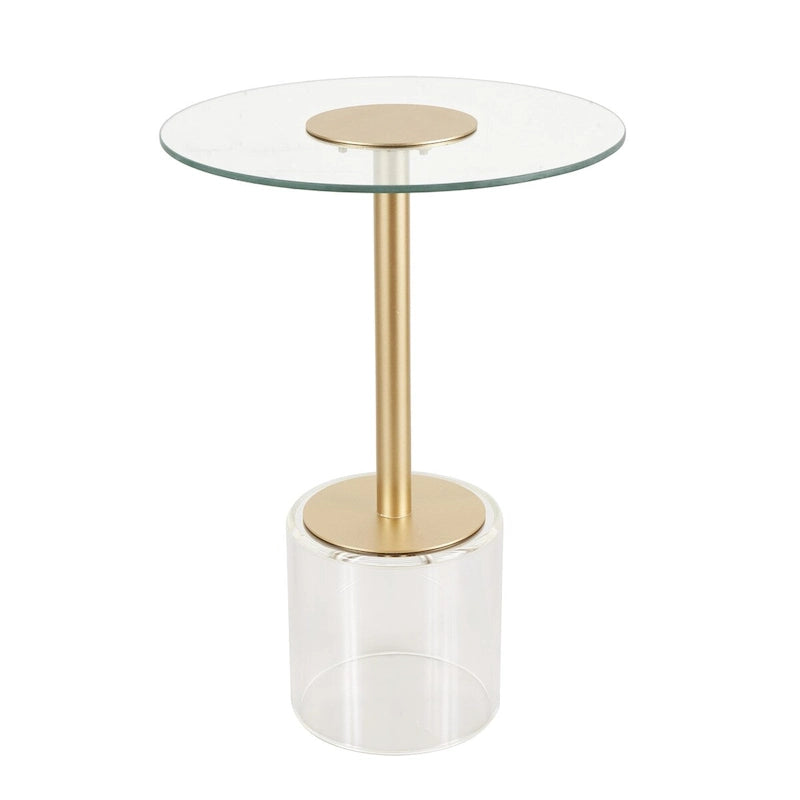 Acryl-Beistelltisch mit erhöhtem Sockel und Goldständer - Transparent - Roche River Decor