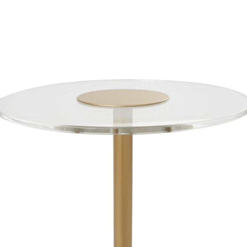 Acryl-Beistelltisch mit erhöhtem Sockel und Goldständer - Transparent - Roche River Decor