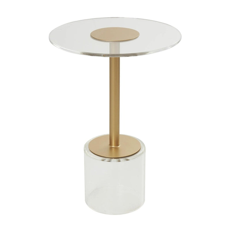 Acryl-Beistelltisch mit erhöhtem Sockel und Goldständer - Transparent - Roche River Decor