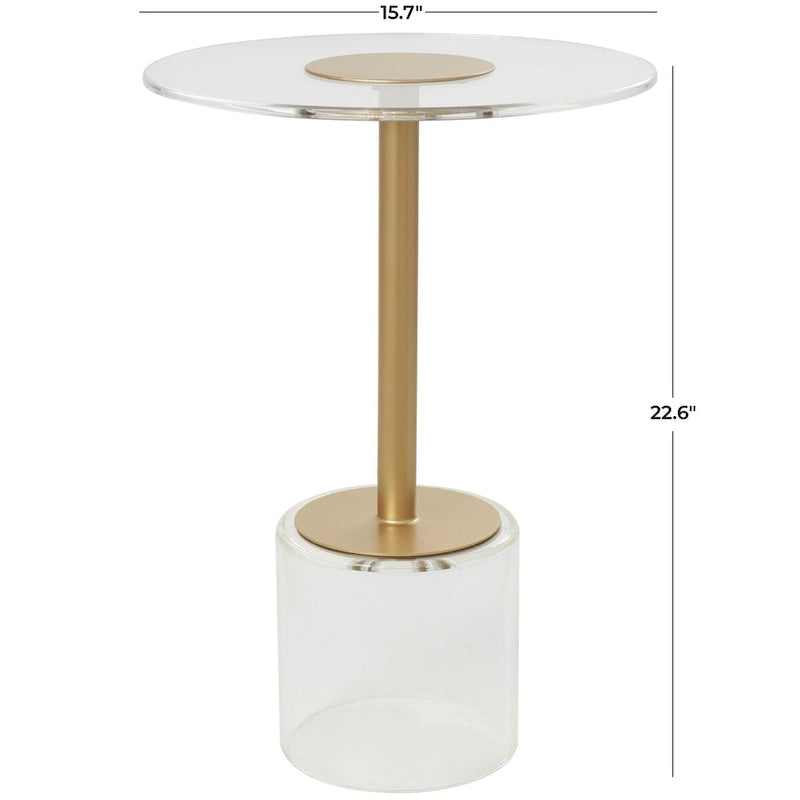 Acryl-Beistelltisch mit erhöhtem Sockel und Goldständer - Transparent - Roche River Decor