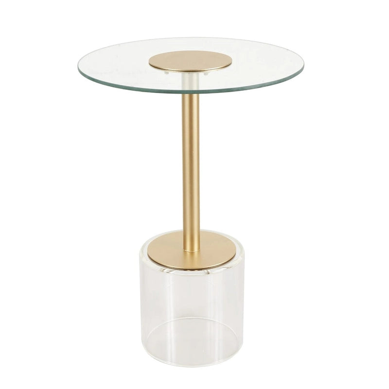 Acryl-Beistelltisch mit erhöhtem Sockel und Goldständer - Transparent - Roche River Decor