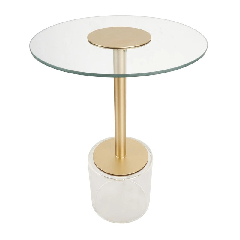 Acryl-Beistelltisch mit erhöhtem Sockel und Goldständer - Transparent - Roche River Decor