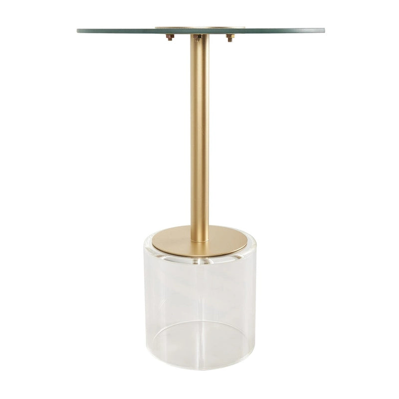Acryl-Beistelltisch mit erhöhtem Sockel und Goldständer - Transparent - Roche River Decor