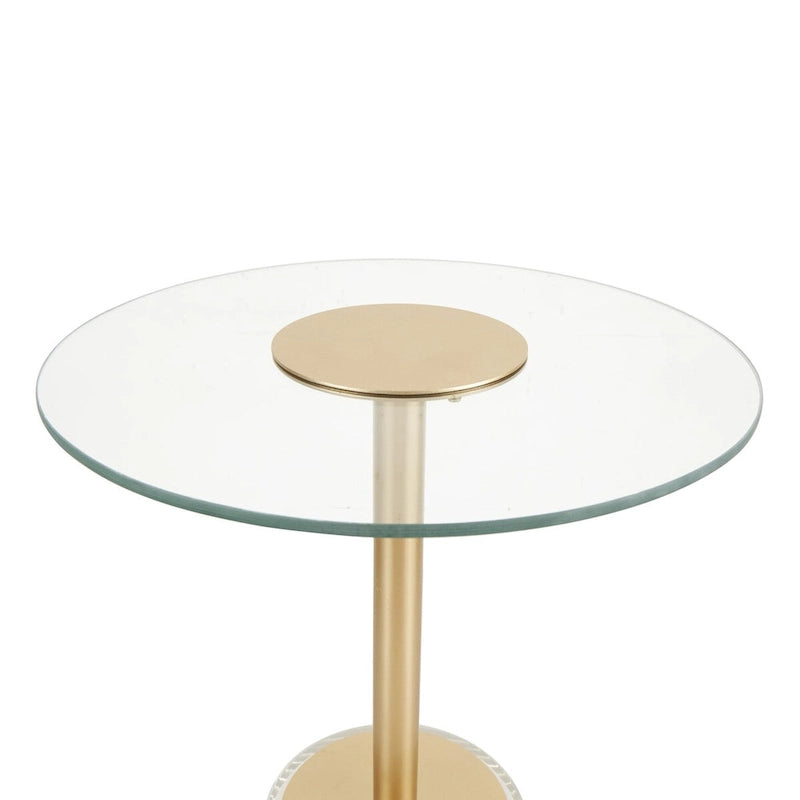 Acryl-Beistelltisch mit erhöhtem Sockel und Goldständer - Transparent - Roche River Decor