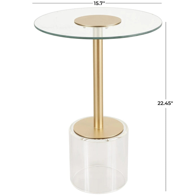 Acryl-Beistelltisch mit erhöhtem Sockel und Goldständer - Transparent - Roche River Decor