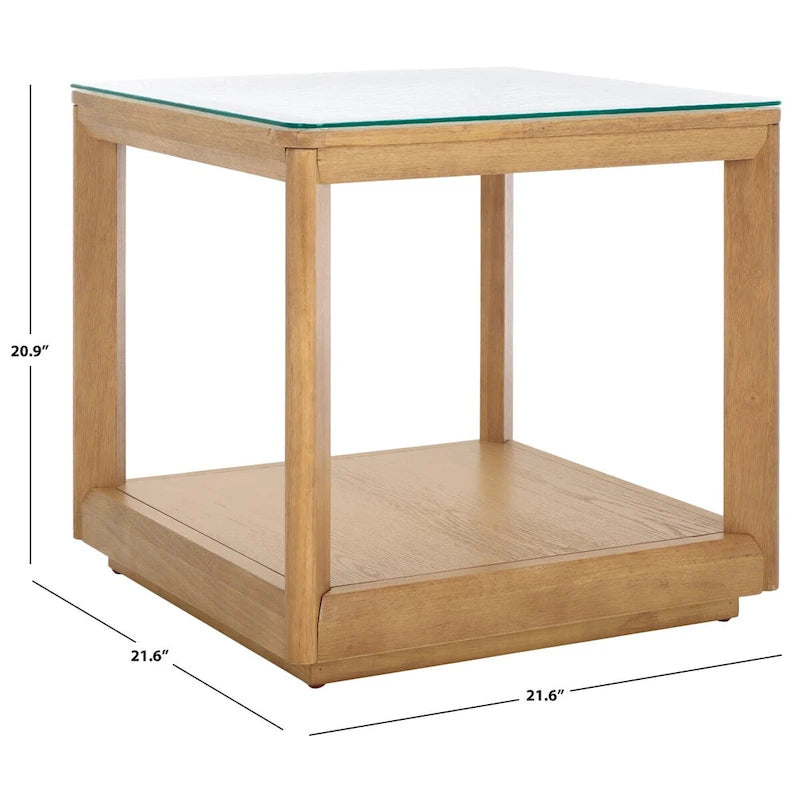 SAFAVIEH Couture Benecarlo Beistelltisch mit Glasplatte – 56 B x 56 T x 53 H cm