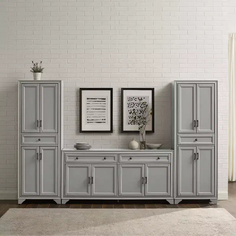 3-teiliges Tara Sideboard- und Vorratsschrank-Set im Used-Look - Crosley