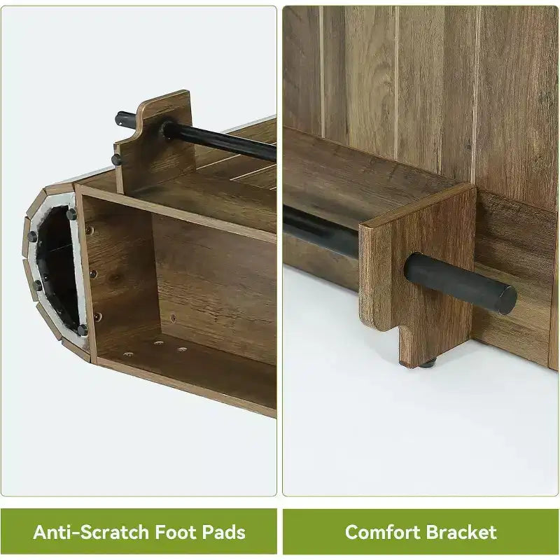 Lantine Bartisch, 160 cm langer Bartisch aus Holz mit Metallfußstütze, Stehtisch mit Ablagefächern für Wohnzimmer, Bistro, Esszimmer (Braun)
