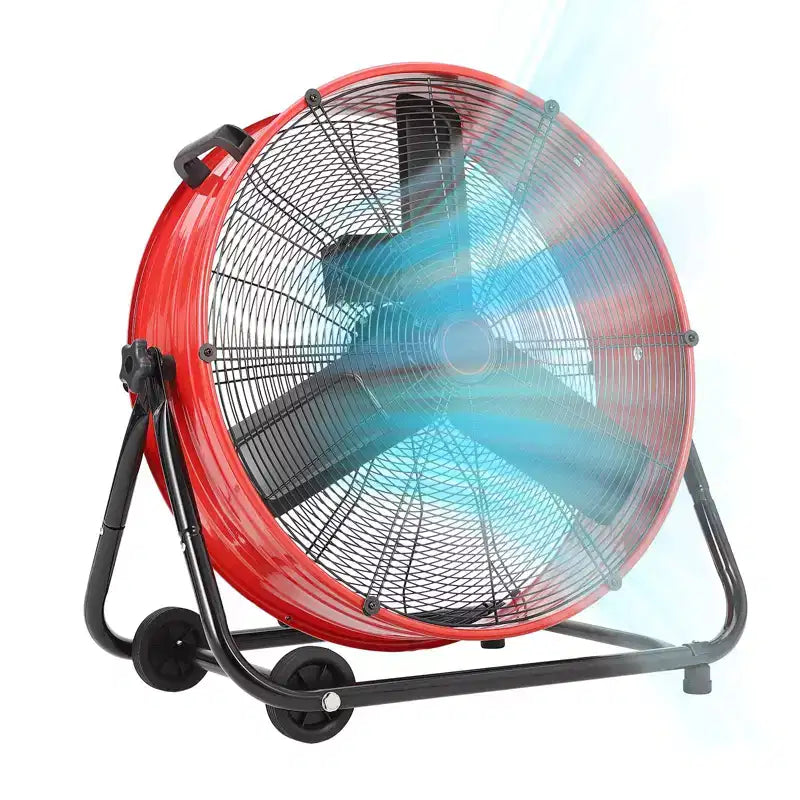 Bodenventilator, Industrieventilator – 24 Zoll Schwerlast Trommelventilator mit 4 Geschwindigkeiten, Luftzirkulator aus Metall für Lagerhalle, Werkstatt, Garage, Fabrik, Keller